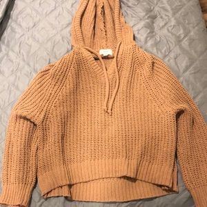 aerie knit hooded cropped sweatshirt